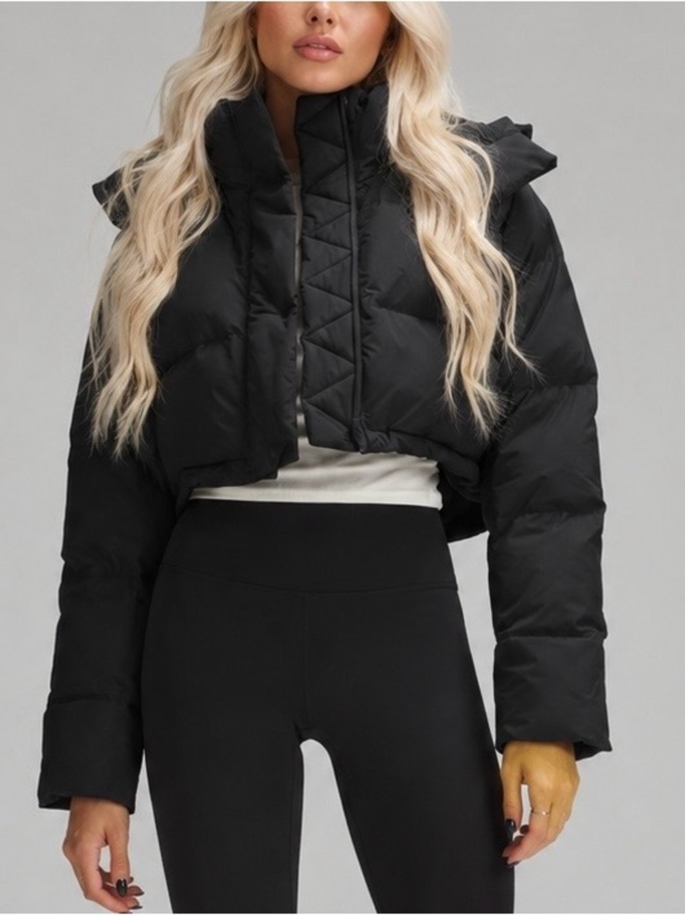 Retired Lululemon Wunder Puff Super-Cropped Jacket Black Down Size 10 NWT